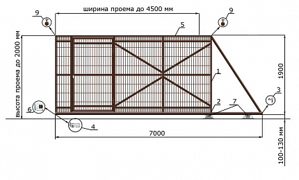 Откатные ворота КОРН ЭКО, толщина 60 мм, купить в любом городе России с доставкой, размер 4 500х2 000, зашивка e128fd87-9af7-11e3-81d6-e447bd2f56ba, цвет e128fd62-9af7-11e3-81d6-e447bd2f56ba, цена 63 440 руб.